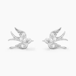 Boucles D'oreilles Puces Marilla Argent Blanc Oxyde De Zirconium