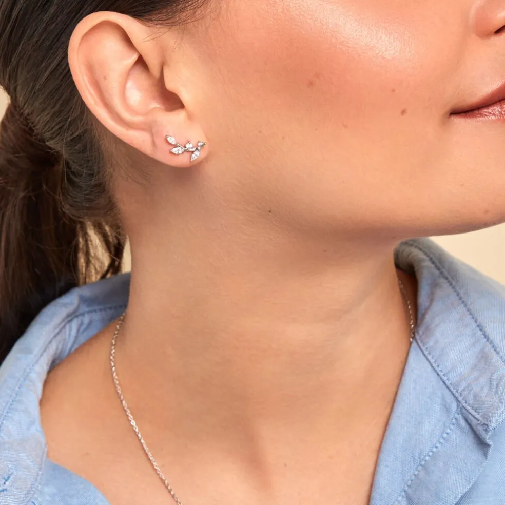 Boucles D'oreilles Puces Milda Argent Blanc Oxyde De Zirconium