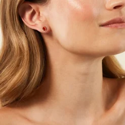 Boucles D'Oreilles Puces Memory Plaqué Or Jaune Pierre De Synthese