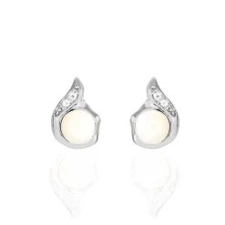 Boucles D'oreilles Puces Mellie Argent Blanc Perle De Culture