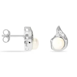 Boucles D'oreilles Puces Mellie Argent Blanc Perle De Culture