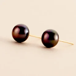 Boucles D'oreilles Puces Micaelle Teintees Or Jaune Perle De Culture