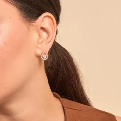 Boucles D'oreilles Puces Norig Plaqué Or Jaune Oxyde De Zirconium