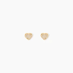 Boucles D'Oreilles Puces Nafissa Plaque Or Jaune Oxyde De Zirconium