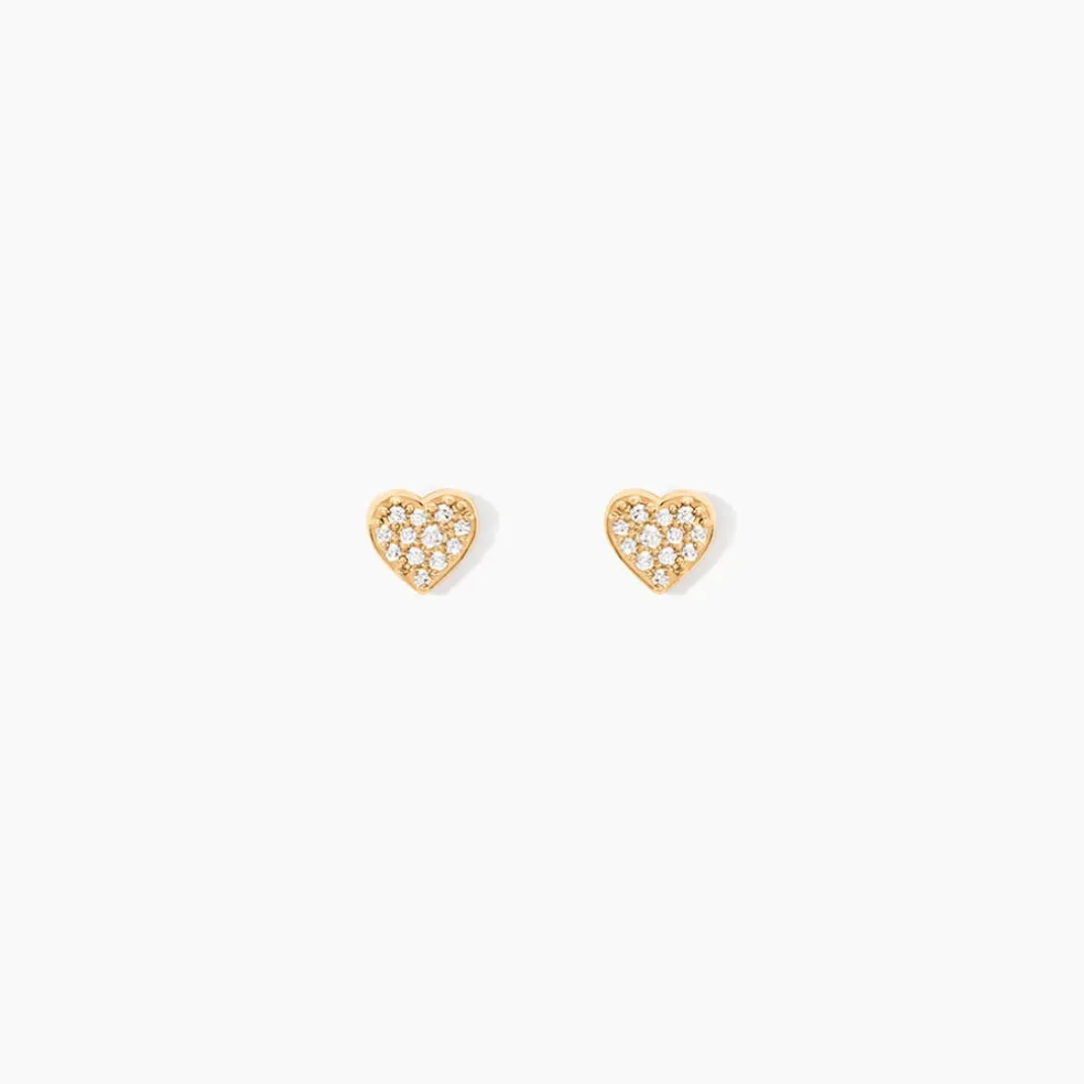 Boucles D'Oreilles Puces Nafissa Plaque Or Jaune Oxyde De Zirconium