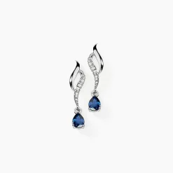 Boucles D'oreilles Puces Nolia Or Blanc Saphir Et Diamant