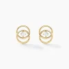 Boucles D'oreilles Puces Nid D'amour Or Jaune Diamant