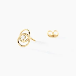 Boucles D'oreilles Puces Nid D'amour Or Jaune Diamant