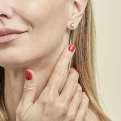 Boucles D'oreilles Puces Nilay Plaqué Or Jaune Oxyde De Zirconium