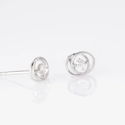 Boucles D'oreilles Puces Nid D'amour Or Blanc Diamant