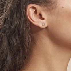 Boucles D'oreilles Puces Nid D'amour Or Blanc Diamant