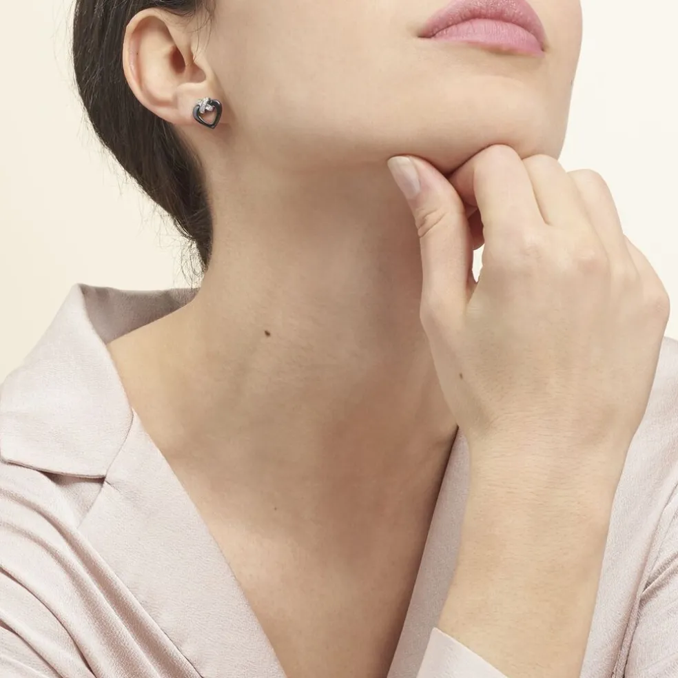 Boucles D'oreilles Puces Nolwen Argent Céramique Oxyde De Zirconium