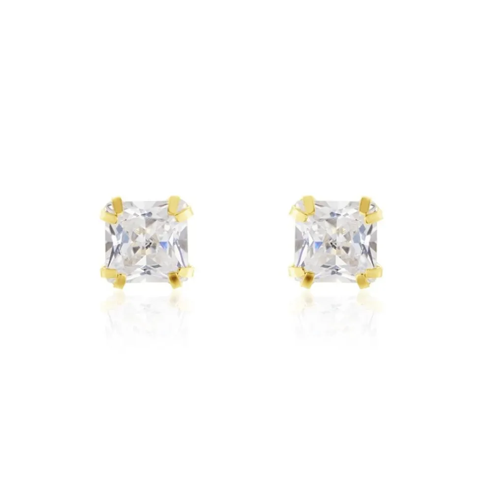 Boucles D'oreilles Puces Or Jaune Doreen Oxydes De Zirconium