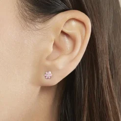 Boucles D'oreilles Puces Or Jaune Talia Email