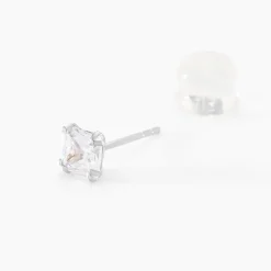 Boucles D'oreilles Puces Or Blanc Oxyde De Zirconium