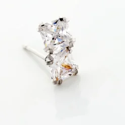 Boucles D'oreilles Puces Or Blanc Oxyde De Zirconium