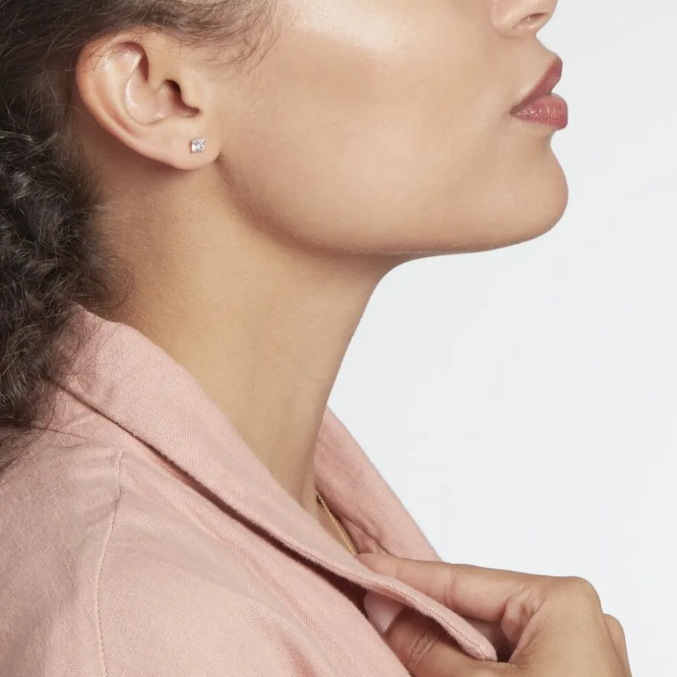 Boucles D'oreilles Puces Or Blanc Oxyde De Zirconium