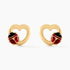 Boucles D'oreilles Puces Or Jaune Syringa Smalto