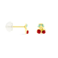 Boucles D'oreilles Puces Or Jaune Helicie Email