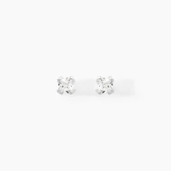 Boucles D'oreilles Puces Or Blanc Oxyde De Zirconium