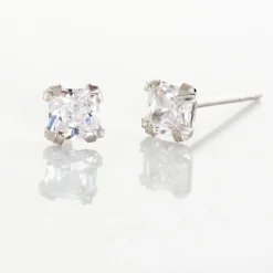 Boucles D'oreilles Puces Or Blanc Oxyde De Zirconium