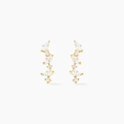 Boucles D'oreilles Puces Or Jaune Fortunella Oxydes De Zirconium