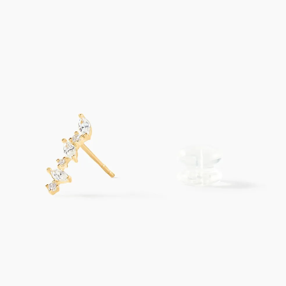 Boucles D'oreilles Puces Or Jaune Fortunella Oxydes De Zirconium
