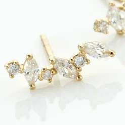 Boucles D'oreilles Puces Or Jaune Fortunella Oxydes De Zirconium