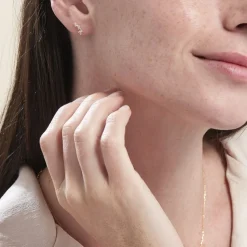 Boucles D'oreilles Puces Or Jaune Fortunella Oxydes De Zirconium