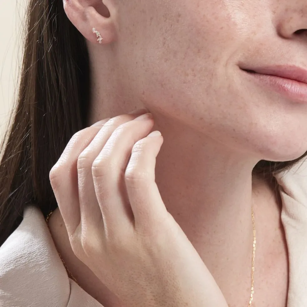 Boucles D'oreilles Puces Or Jaune Fortunella Oxydes De Zirconium