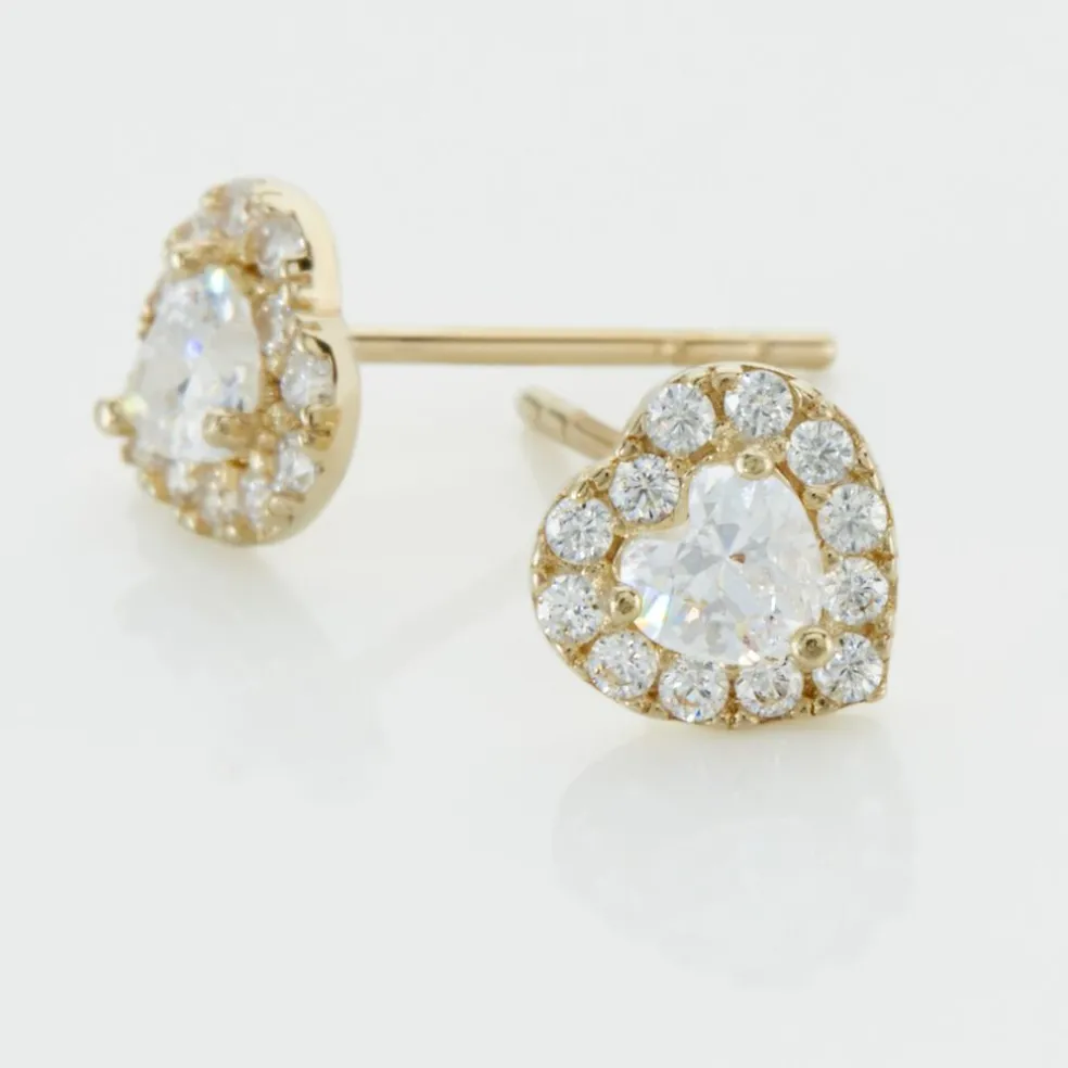 Boucles D'oreilles Puces Or Jaune Festuca Oxydes De Zirconium