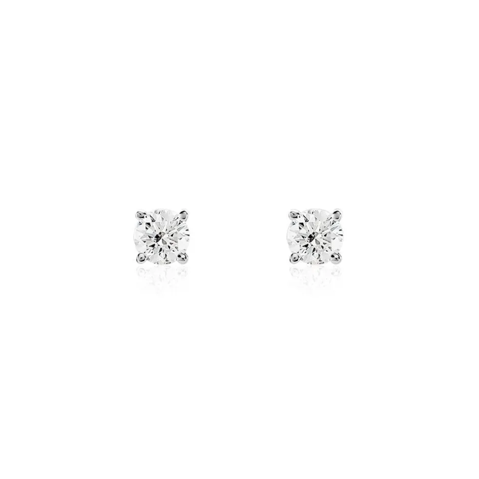 Boucles D'oreilles Puces Or Blanc Aphrodite Diamants