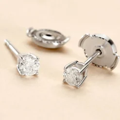 Boucles D'oreilles Puces Or Blanc Aphrodite Diamants