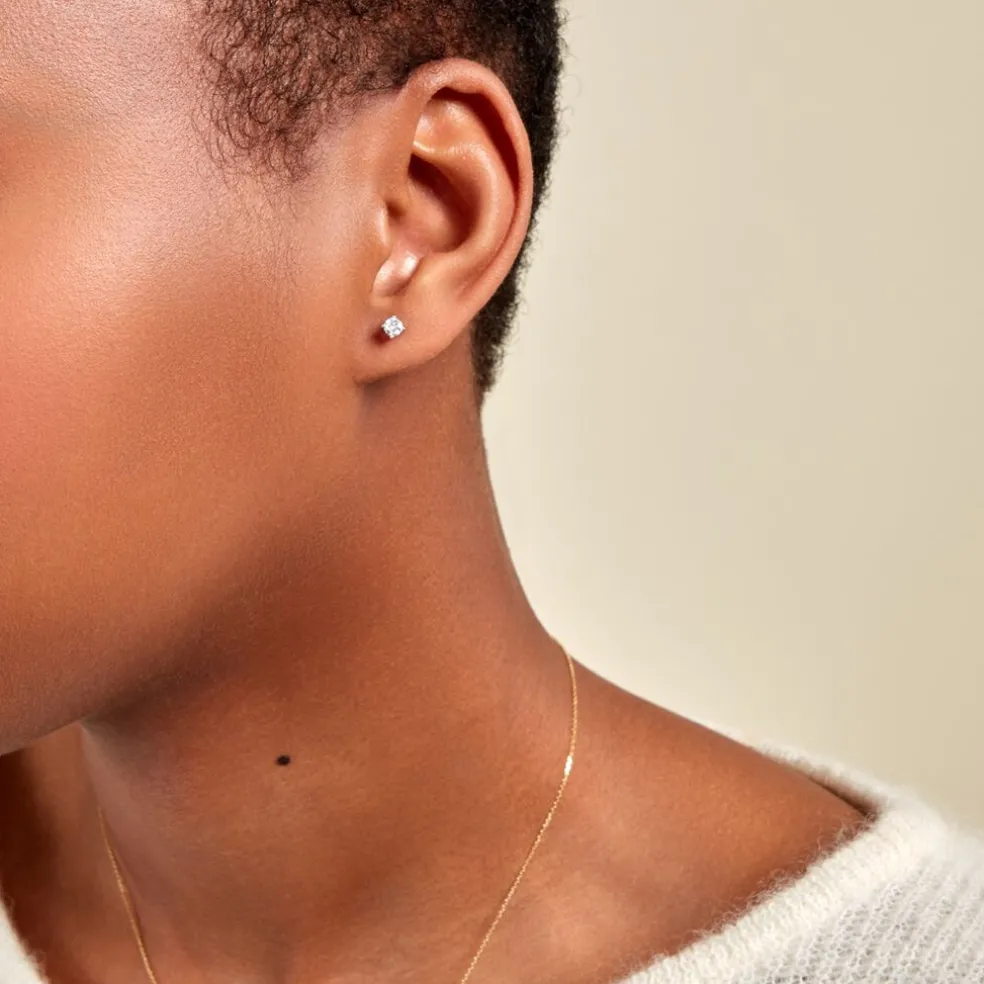 Boucles D'oreilles Puces Or Blanc Aphrodite Diamants