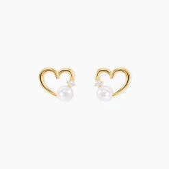 Boucles D'oreilles Puces Or Jaune Fergus Perle De Culture Oxyde