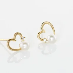 Boucles D'oreilles Puces Or Jaune Fergus Perle De Culture Oxyde