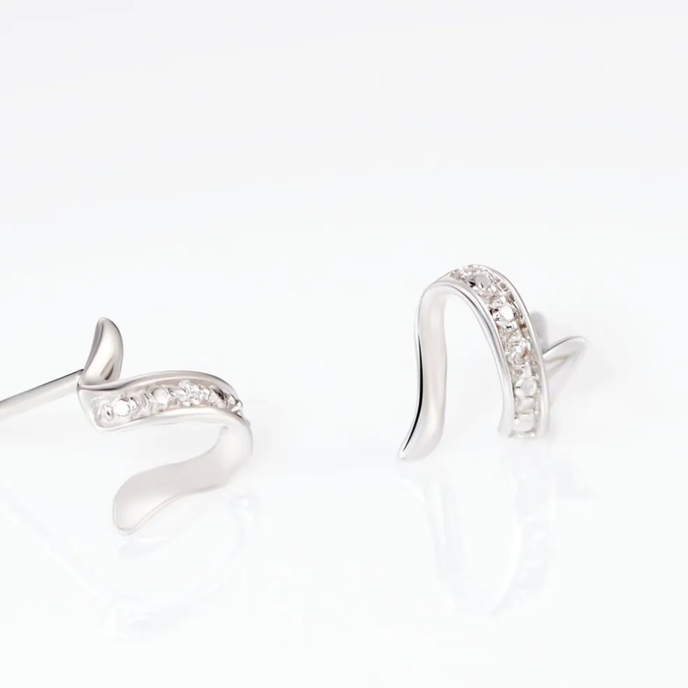 Boucles D'oreilles Puces Ouassima Or Blanc Diamant