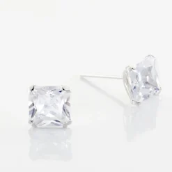 Boucles D'oreilles Puces Or Blanc Doreen Oxydes De Zirconium