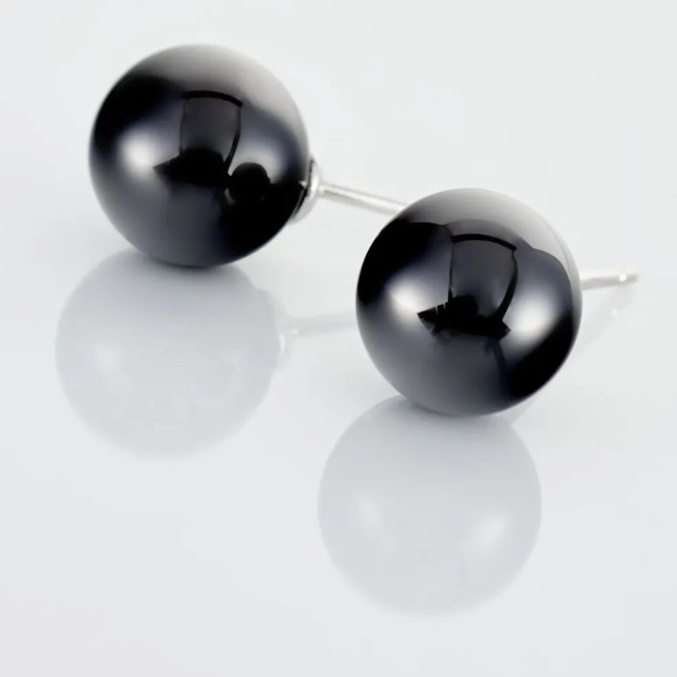 Boucles D'oreilles Puces Orbe Argent Blanc Céramique