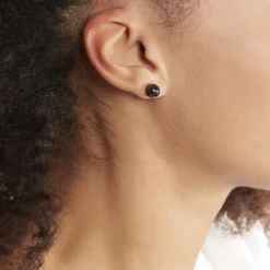 Boucles D'oreilles Puces Orbe Argent Blanc Céramique