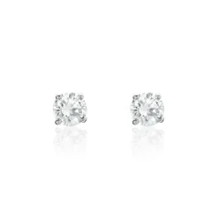 Boucles D'oreilles Puces Or Blanc Katherina Oxyde De Zirconium