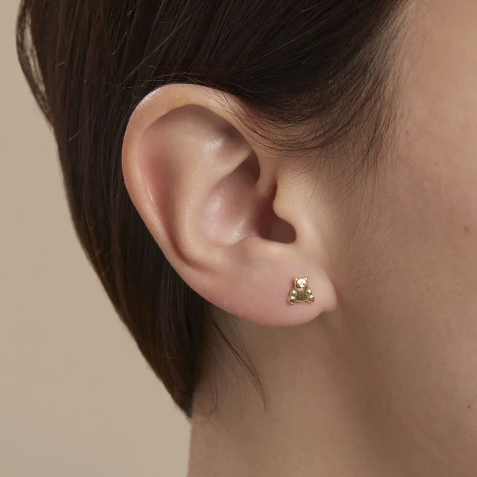 Boucles D'oreilles Puces Ours Or Or Jaune