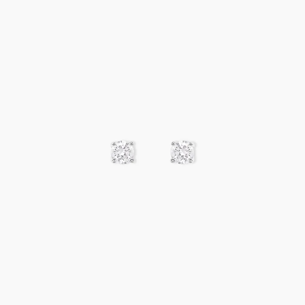 Boucles D'oreilles Puces Or Blanc Aphrodite Diamants
