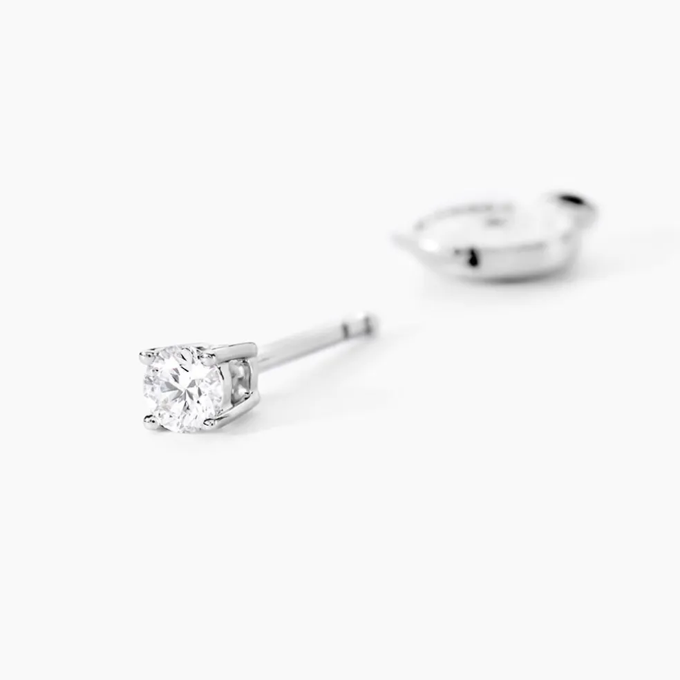 Boucles D'oreilles Puces Or Blanc Aphrodite Diamants