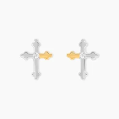 Boucles D'Oreilles Puces Or Jaune Oxyde De Zirconium