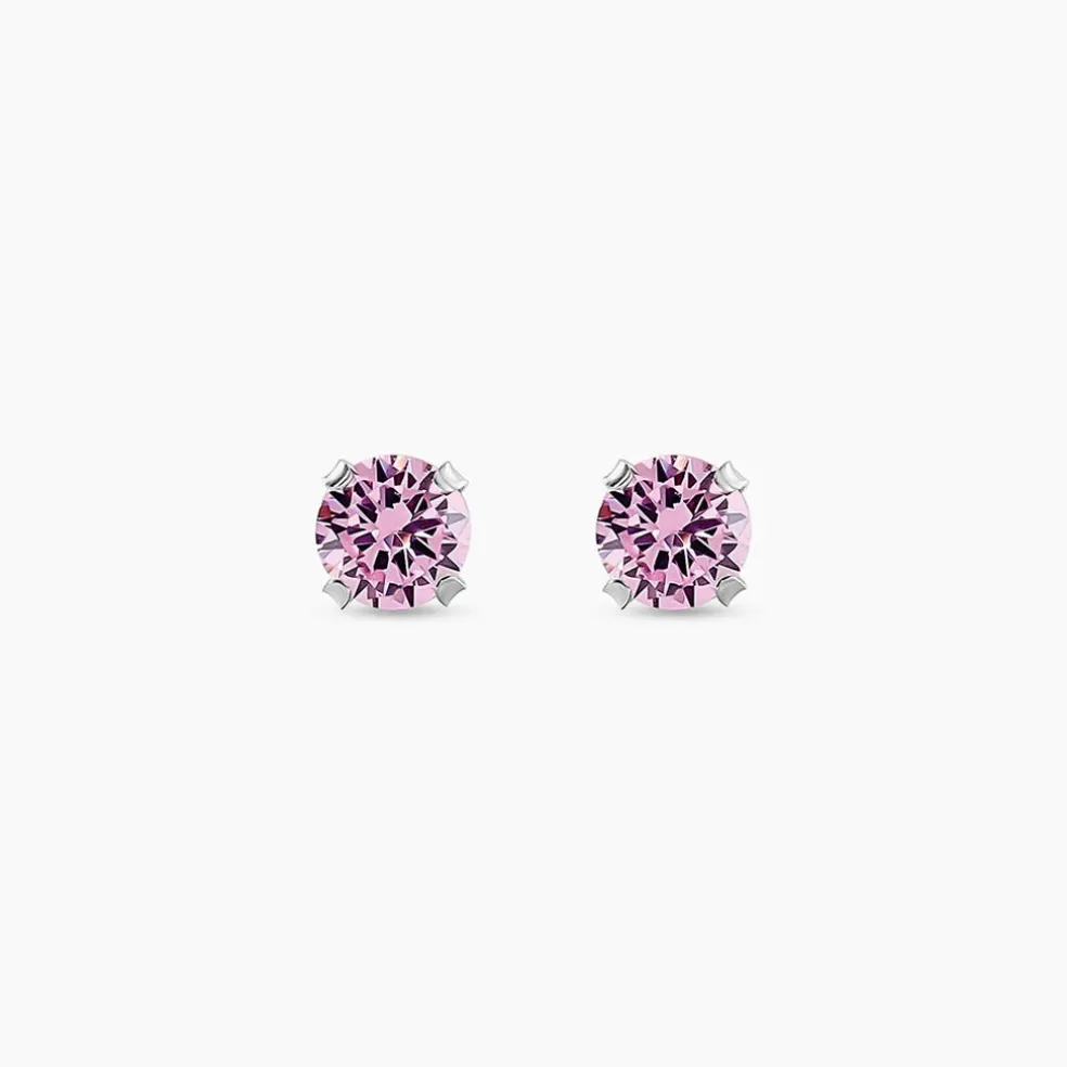 Boucles D'oreilles Puces Or Blanc Oxydes De Zirconium