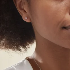 Boucles D'oreilles Puces Or Blanc Oxydes De Zirconium