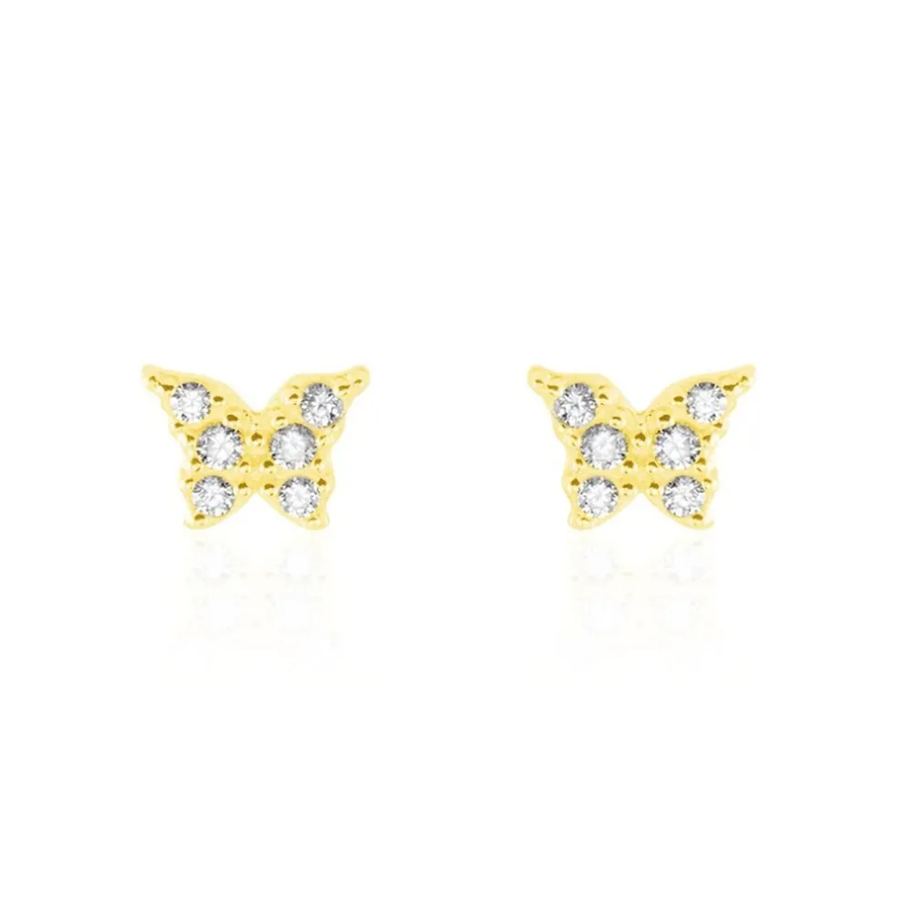 Boucles D'oreilles Puces Or Jaune Fragaria Oxydes