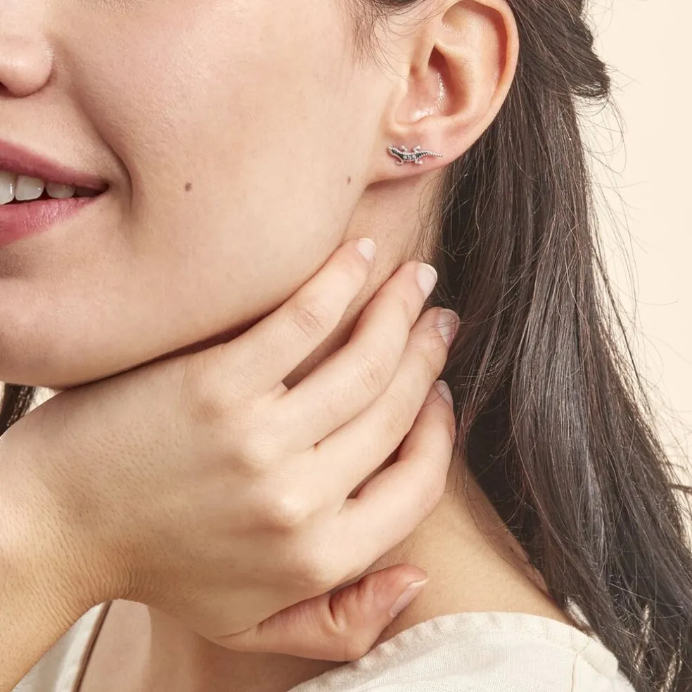 Boucles D'oreilles Puces Oya Argent Blanc Oxyde De Zirconium