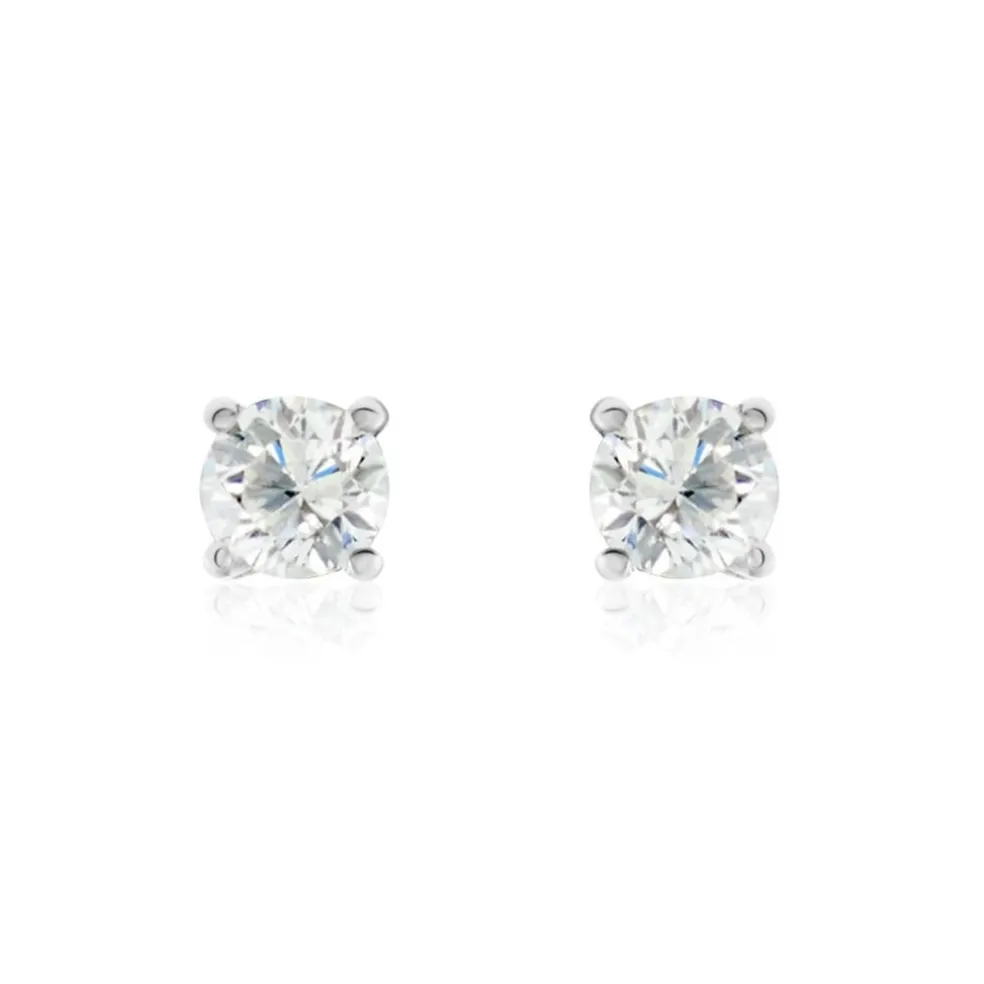 Boucles D'oreilles Puces Or Blanc Victoria Diamants